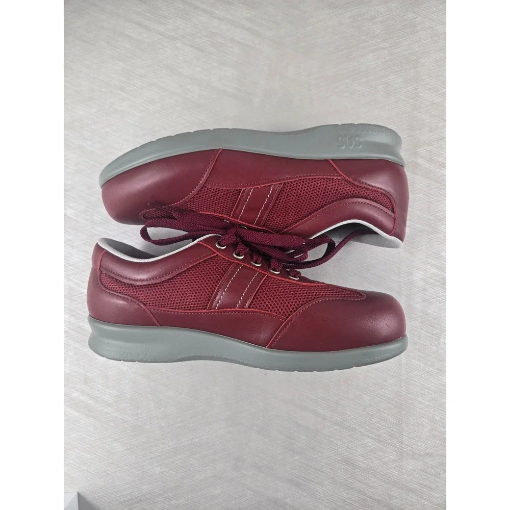 SAS Tour Mesh Womens 6 M Wine Burgundy Leather Walking Shoes Orthaheel Insole